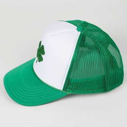 Glitter Four Leaf Clover Logo Foam Trucker Hat