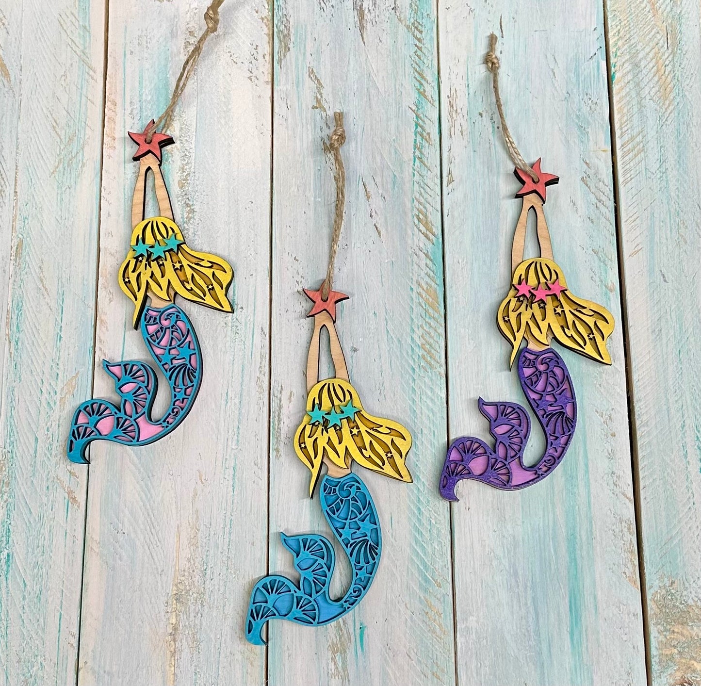 Layered Wood Mermaid Ornament