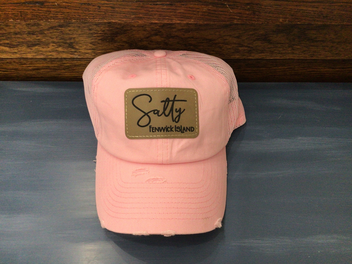 Lt. Pink Salty Fenwick Island Leather Patch Hat