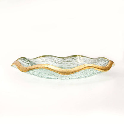 Austria Glass Trinket Dish   Clear/Gold   5x.75x5