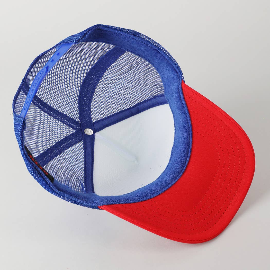 USA Flag High Quality Logo Print Foam Trucker Hat, ONE SIZE