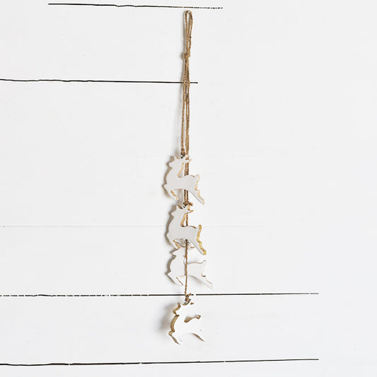 White Enamel 4 Deer Hanger