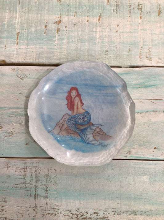 Madison "Red" Mermaid Trinket Dish from C.Zapata Art