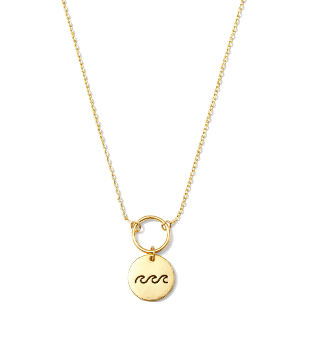 Engraved Pendant Necklace w/Small Ring, Gold