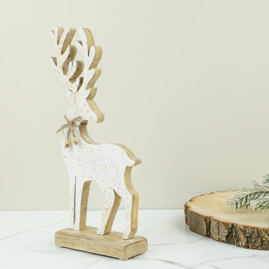 14" Gold Flecked Wood Deer
