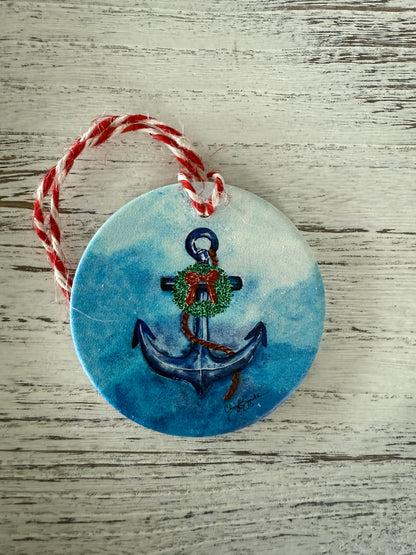 Anchor w/ Wreath Ornament