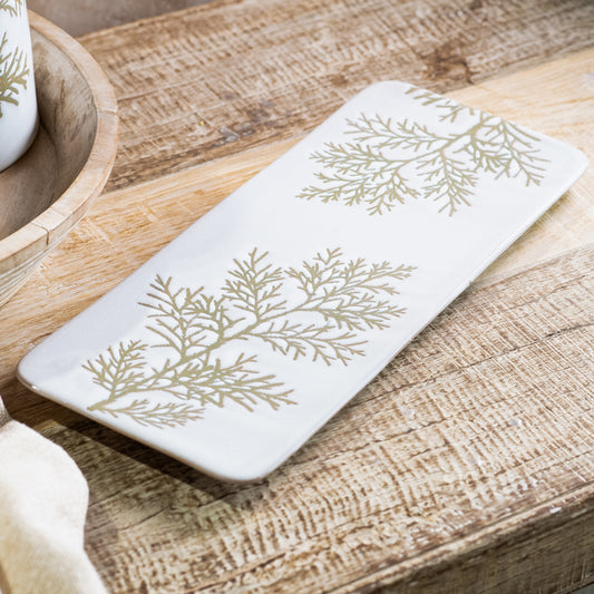 14.75"L EVERGREEN BRANCH TRAY