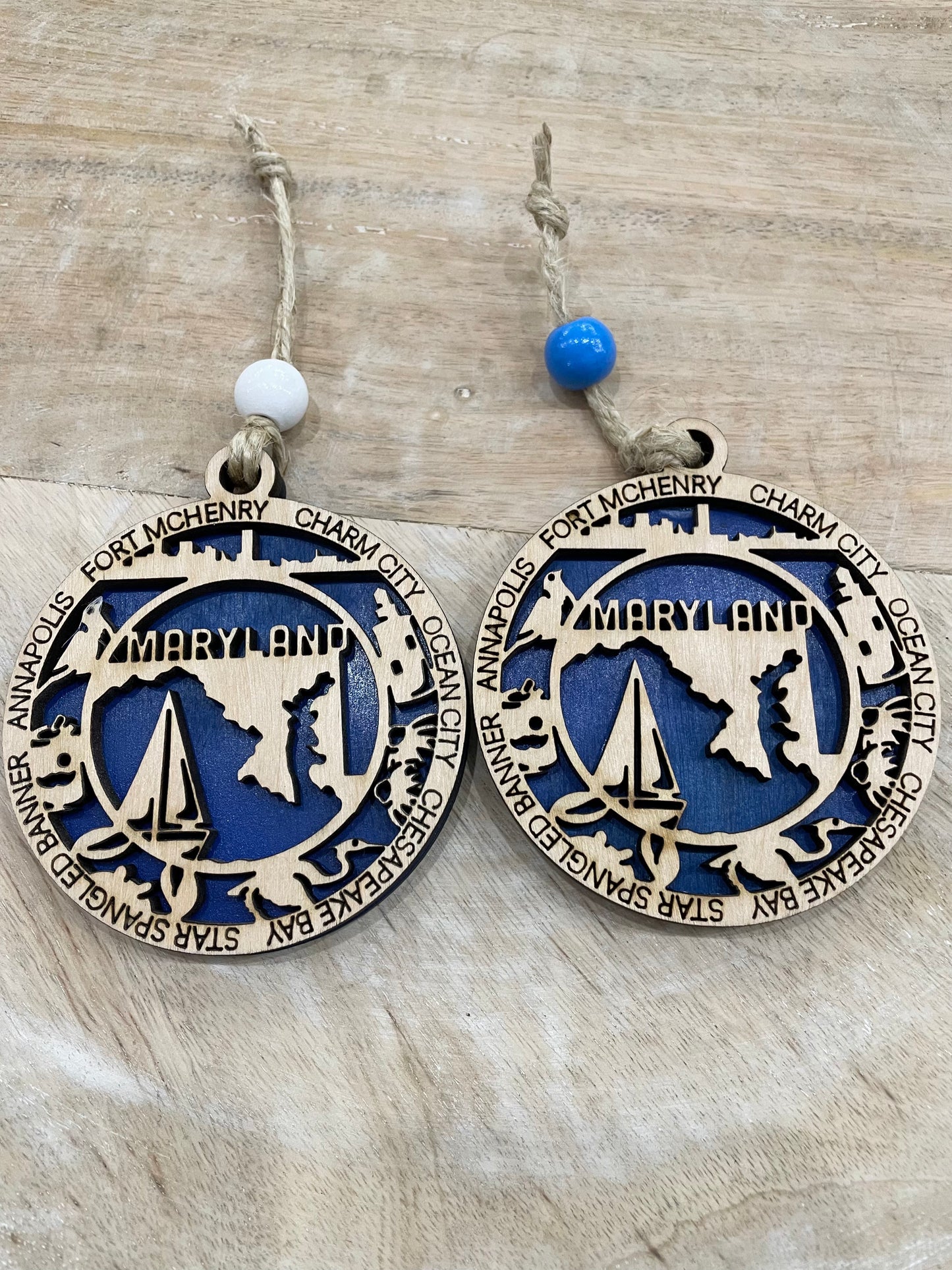 Navy Maryland State Ornaments (Beads Vary)