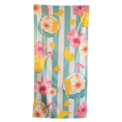 Coconut Colada Beach Towel   Aruba Blue/Yellow   34x70