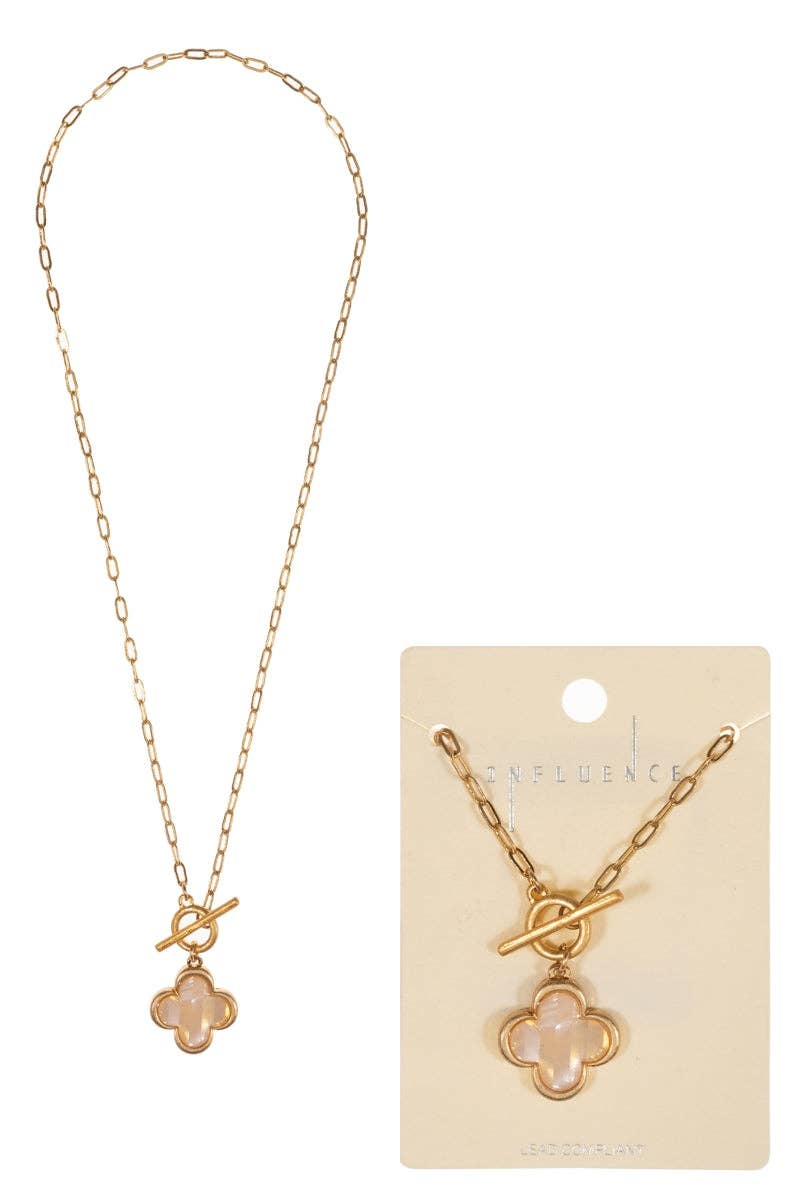 Clover Shell Effect Paper Charm Short Necklace