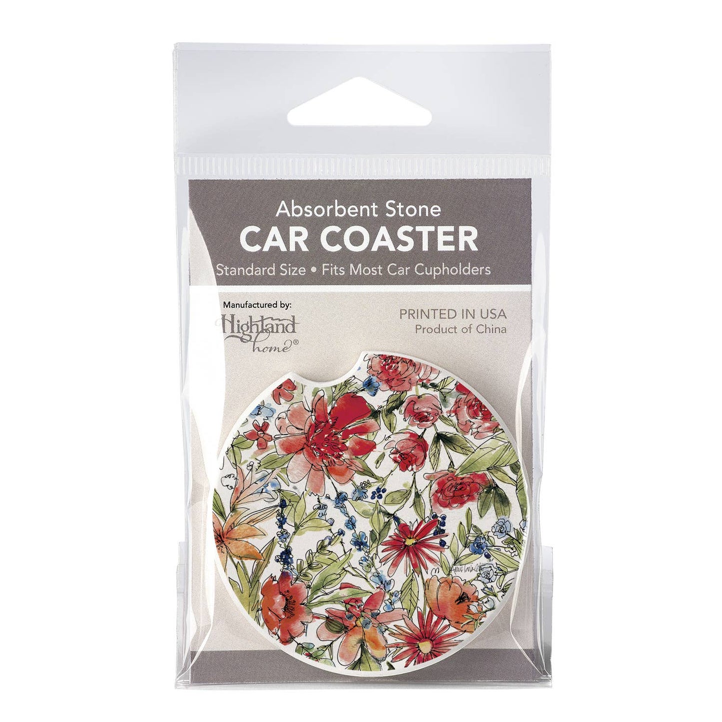 Americana Mood - Floral Absorbent Stone Car Coaster 1 Pk