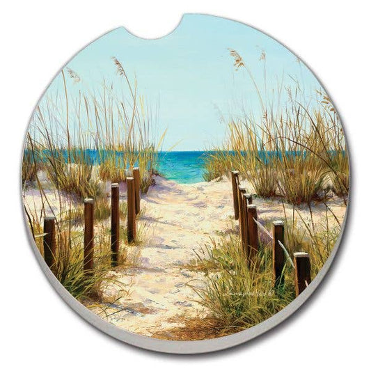 Path To The Ocean Absorbent Stone Car Coaster 1 Pk