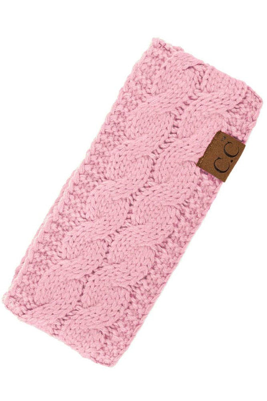 Pale Pink Cable Knit Solid Headband