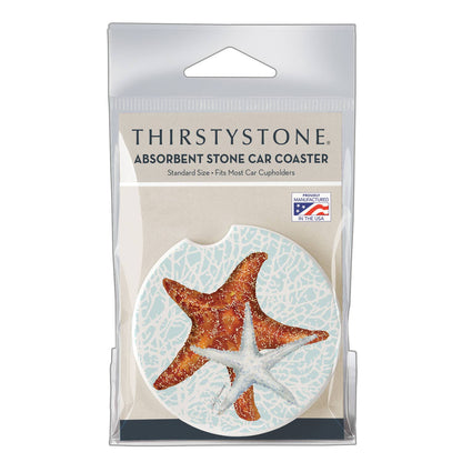 "Seas The Day Starfish" Absorbent Stone Car Coaster 1pk