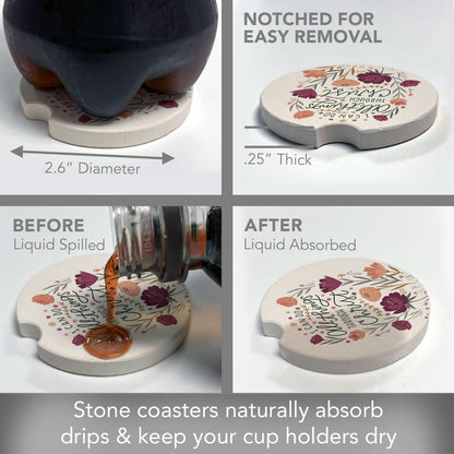 "All Things" Single Packaged Stone Car Coaster