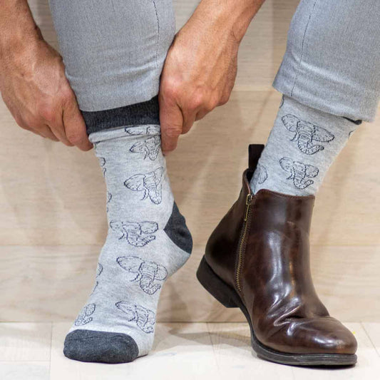 Men's Elephant Face Socks   Gray/Charcoal   One Size