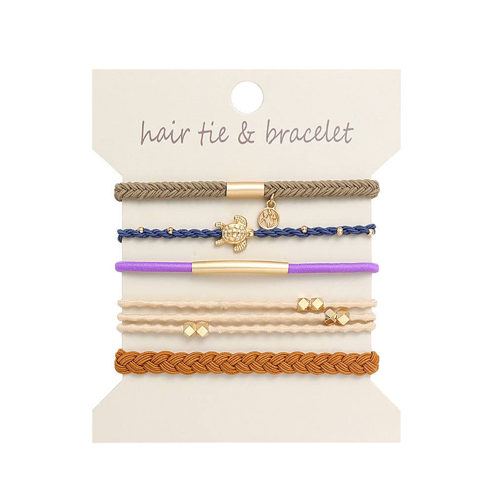 Bohemian Hair Tie Bracelet Set/Turtle