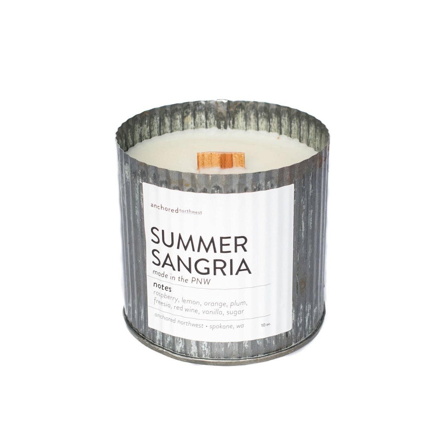 Summer Sangria Rustic Vintage Farmhouse Wood Wick Candle: 10oz