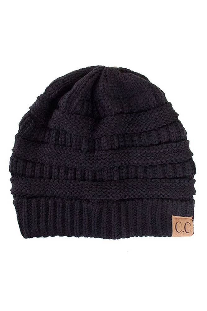 Black Cable Knit Classic Beanie Winter Hat