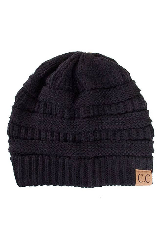 Black Cable Knit Classic Beanie Winter Hat