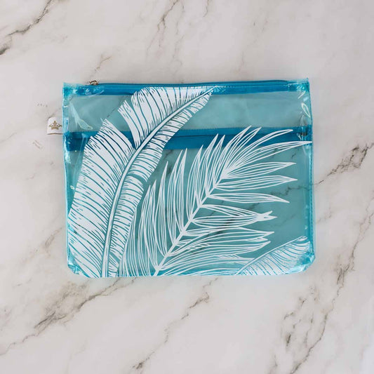 Delmare Palm Palisade Pouch   Sky  12x9
