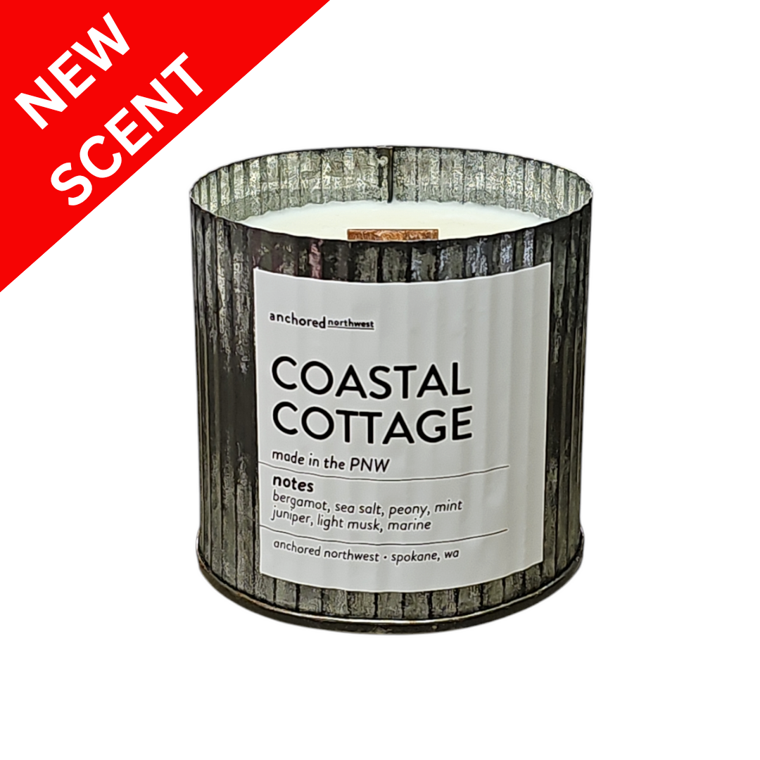 Coastal Cottage Rustic Vintage Wood Wick Candle: 10oz