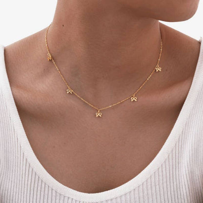 Gold Non-Tarnish Bow Necklace