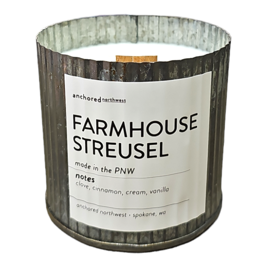Farmhouse Streusel Rustic Vintage Wood Wick Fall Candle: 10oz