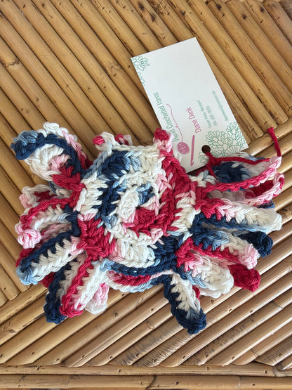 Hand Crocheted Set Of 4 Crab Coasters