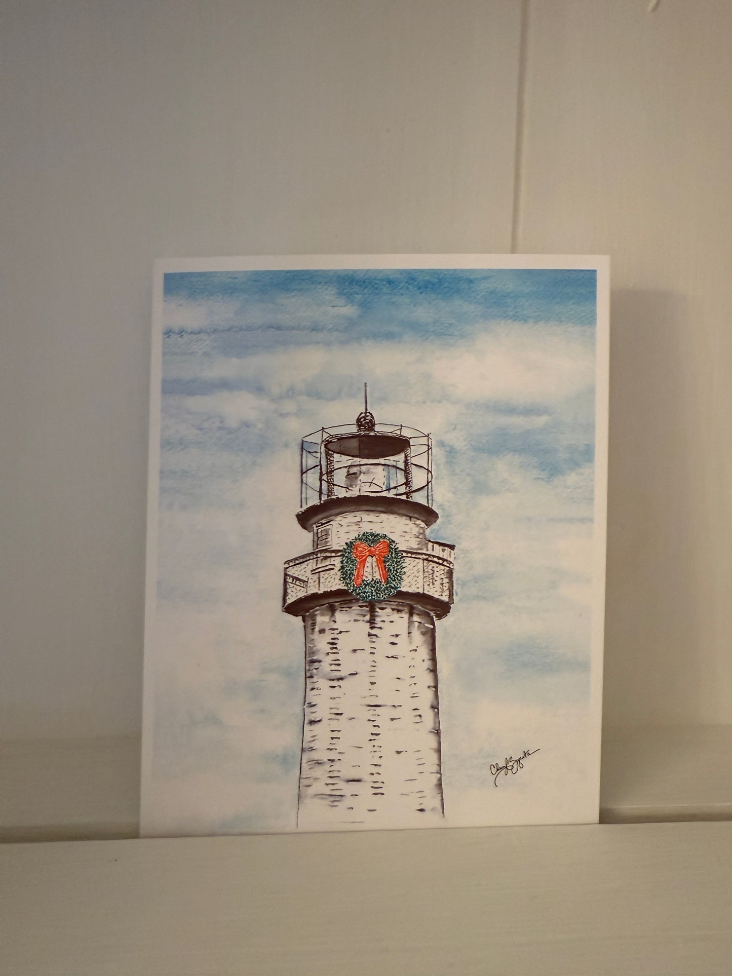 Fenwick Island Sky Wreath Lighthouse Card