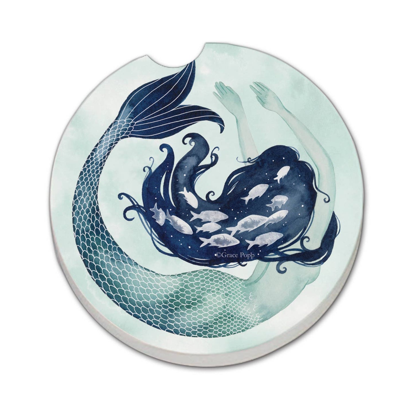 "Mermaid Scales" Absorbent Stone Car Coaster 1pk