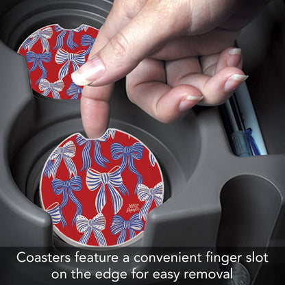"Americana Bows" Absorbent Stone Car Coaster 1pk