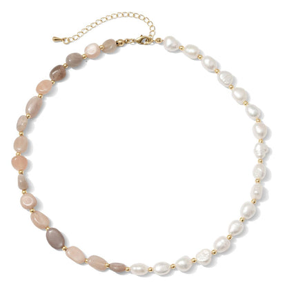 Pearl & Stone Statement Necklace: Rose