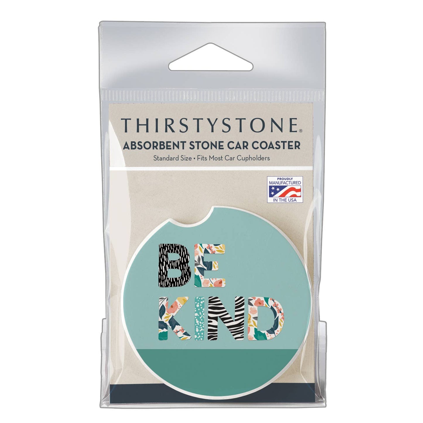 "Be Kind" Absorbent Stone Car Coaster 1pk