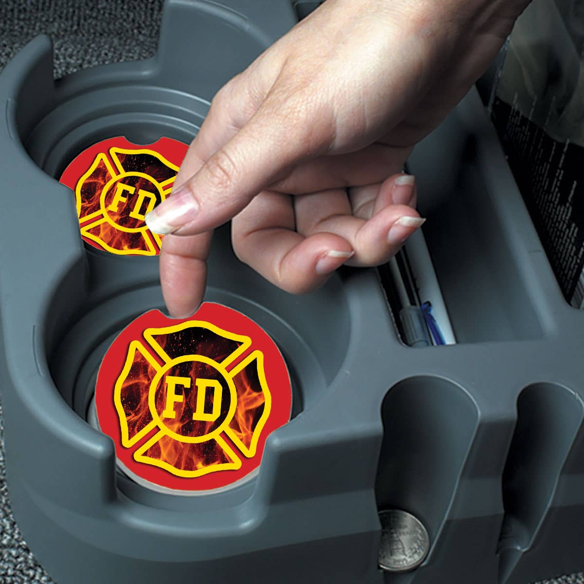 Maltese Cross 1pk Absorbent Stone Car Coaster