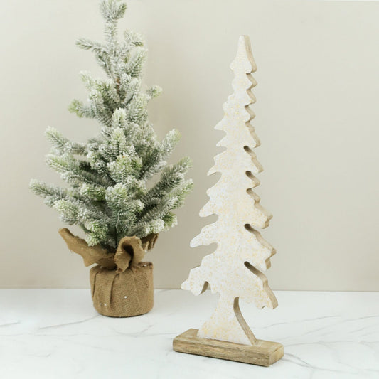 21" Gold Flecked Wood Tree