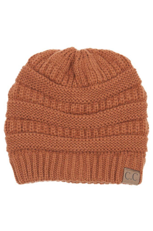 Rust Cable Knit Classic Beanie Winter Hat
