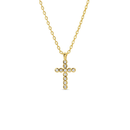 Delicate CZ Cross Pendant in Gold