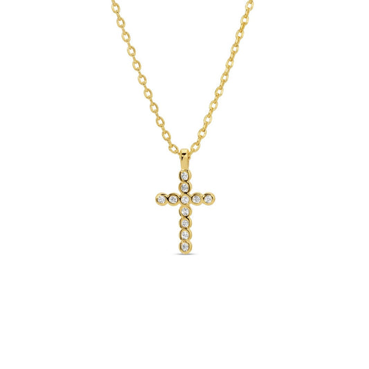 Delicate CZ Cross Pendant in Gold