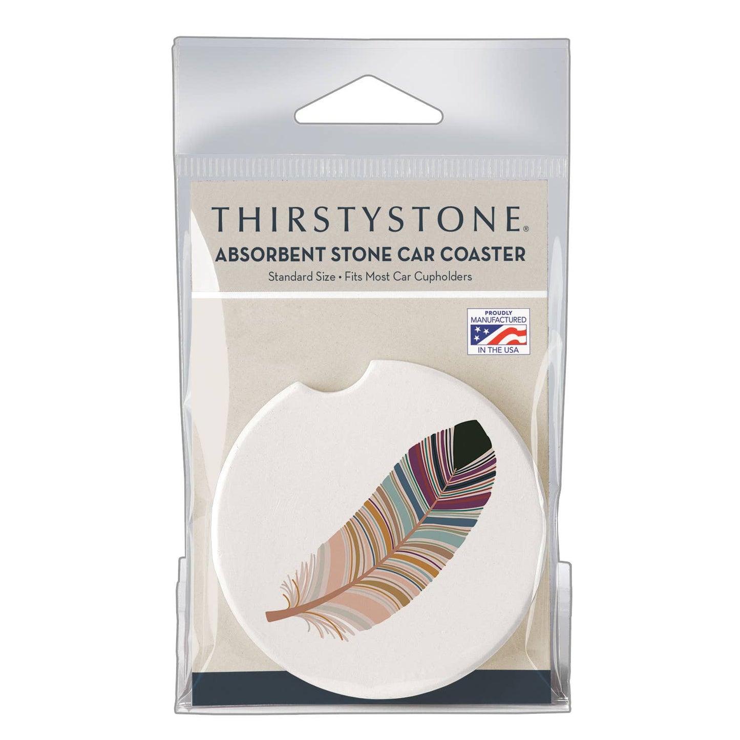 "Southwest Feather" 1 Pack Absorbent Stone Car Coaster