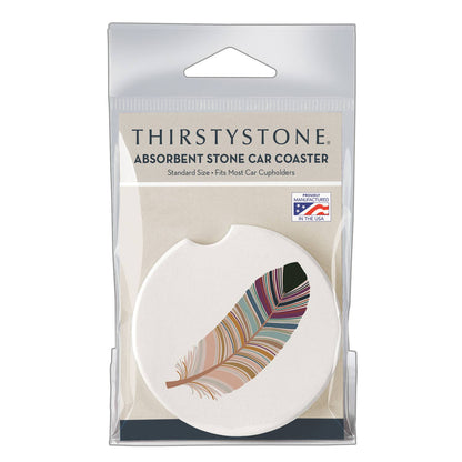 "Southwest Feather" 1 Pack Absorbent Stone Car Coaster