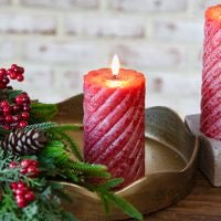 5" LED Red Twist Pillar Candle