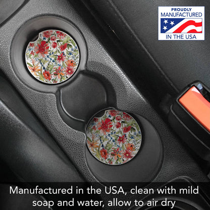 Americana Mood - Floral Absorbent Stone Car Coaster 1 Pk