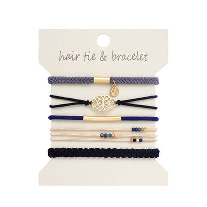 Bohemian Hair Tie Bracelet Handwoven, Gray,Blk,Navy