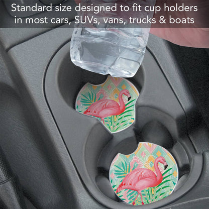 Diamond Flamingo Absorbent Stone Car Coaster 1 Pk