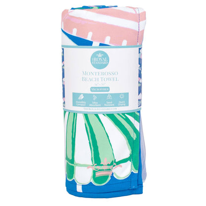 Monterosso  Beach Towel   Sapphire/Pink/Capri   34x70