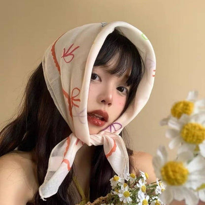 Multi Color Bow Print Bandana Scarf