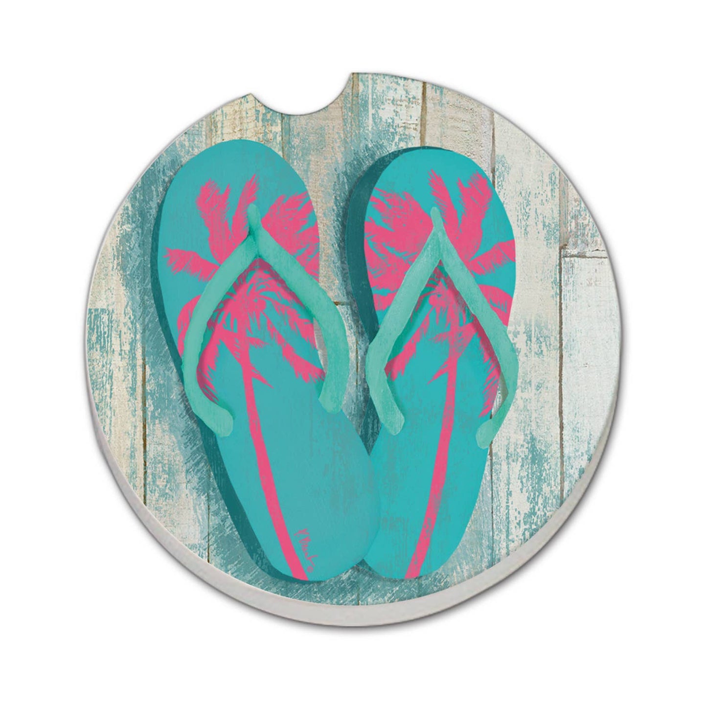 "Pompano Sandals" Absorbent Stone Car Coaster 1pk