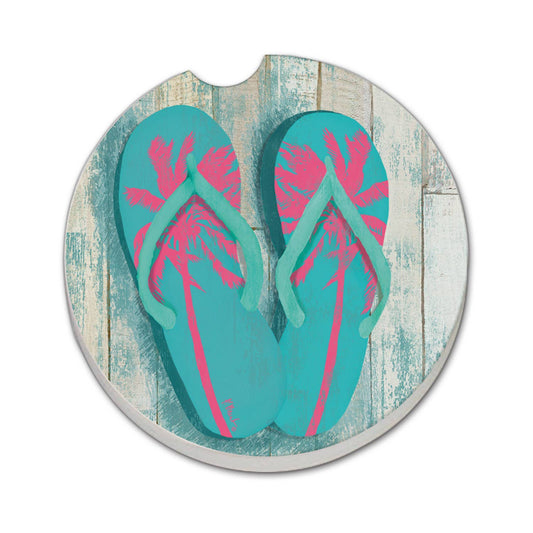 "Pompano Sandals" Absorbent Stone Car Coaster 1pk