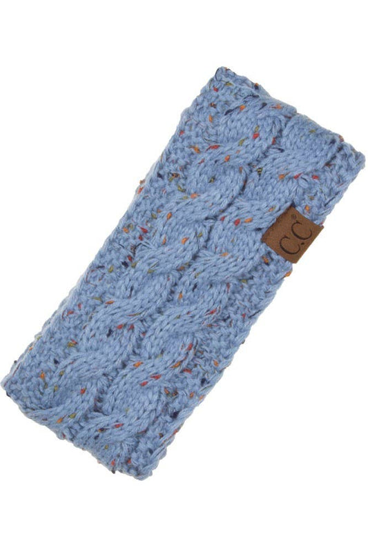 Denim Chunky Knit Confetti Sherpa Lined Headband: